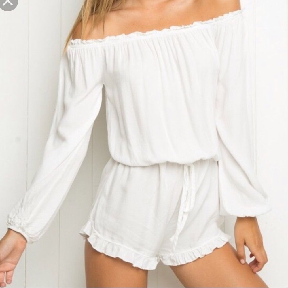 Brandy Melville White Ruffle Romper